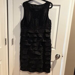 Adrianna Papell Black Layered Midi Dress